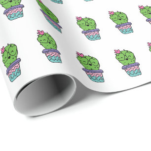 Smiling Cactus Art Valentines Art Valentines Drawi Wrapping Paper