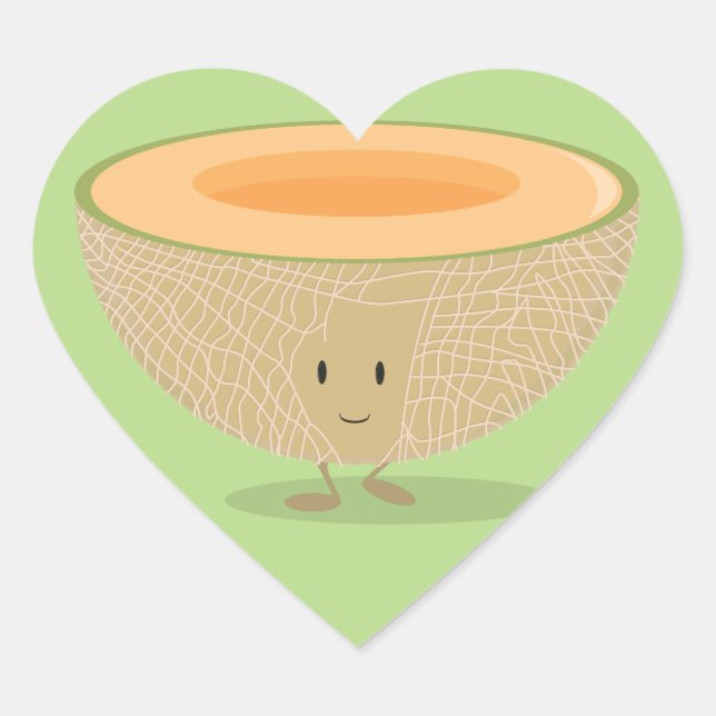 Smiling Cantaloupe Heart Sticker (Front)