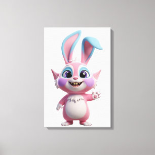 Smiling Cartoon Bunny Character Artwork Canvas Print