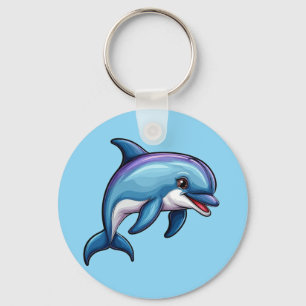 Smiling Cartoon Dolphin Keychain