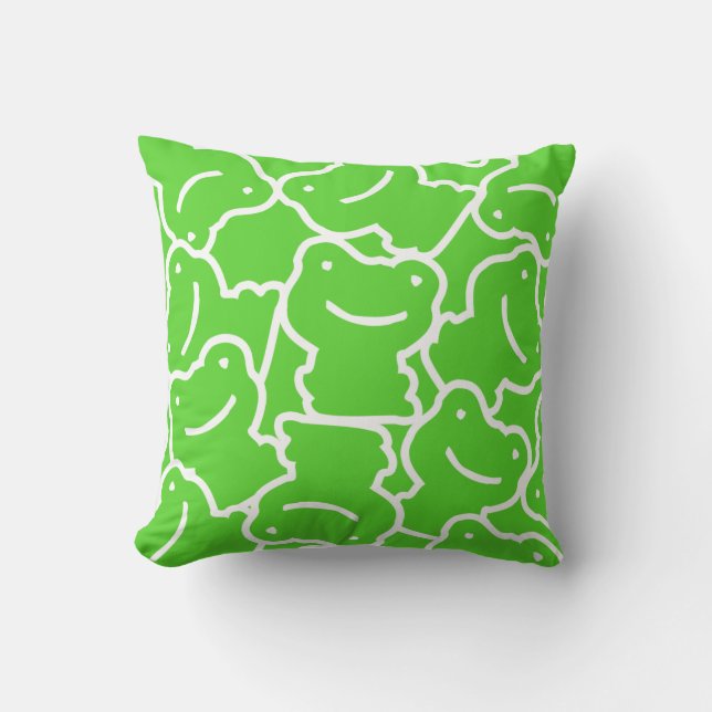 Smiling Cartoon Frogs Kids Throw Pillow (Front)