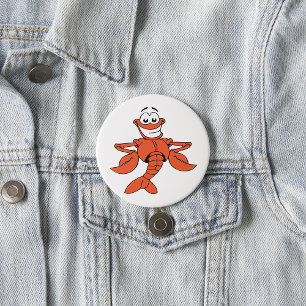 Smiling Cartoon Lobster Character 3 Inch Round Button