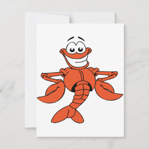 Smiling Cartoon Lobster Character Invitation