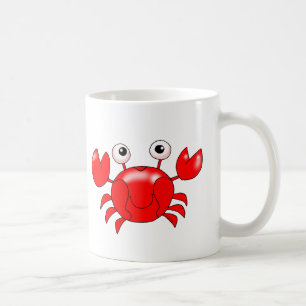 Smiling Cartoon Red Crab Illustration Coffee Mug