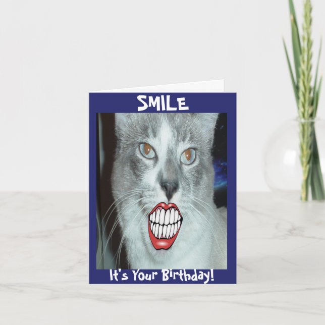 Smiling Cat Birthday Card (Front)