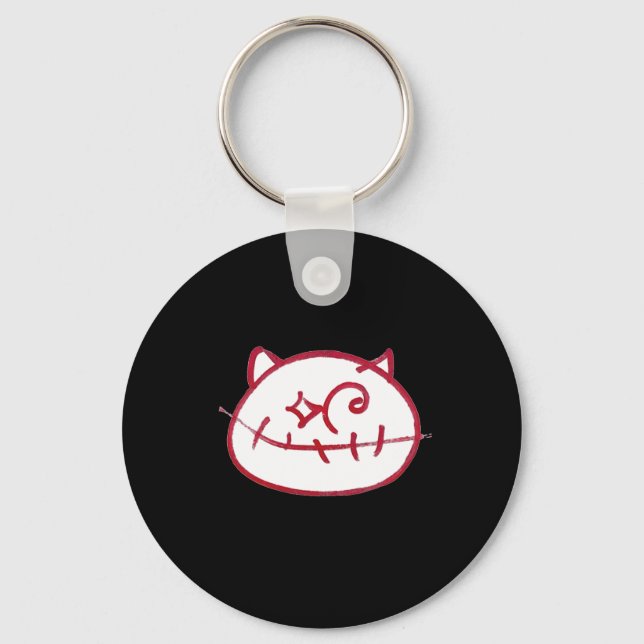 Smiling Cat Cat Lover Mom Dad The Cat Lady  Keychain (Front)