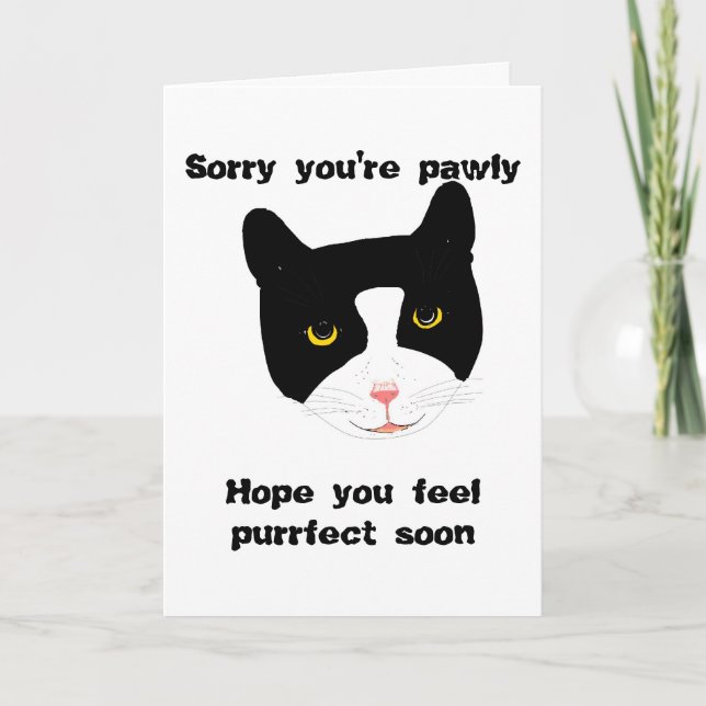 Smiling Cat Face Get Well Card (Front)