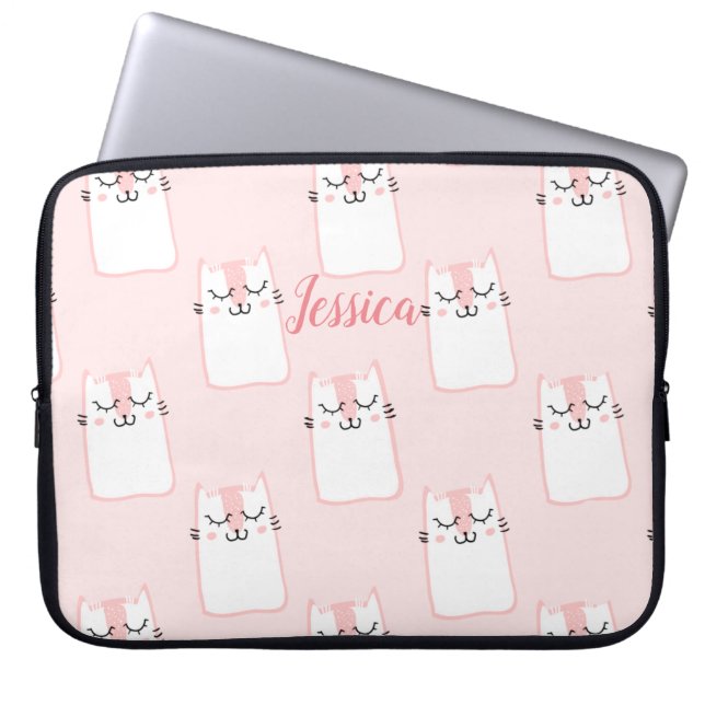 Smiling Cat Laptop Sleeve (Front)