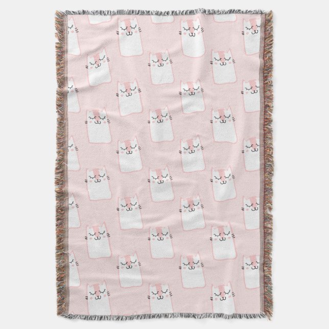 Smiling Cat Throw Blanket (Front Vertical)