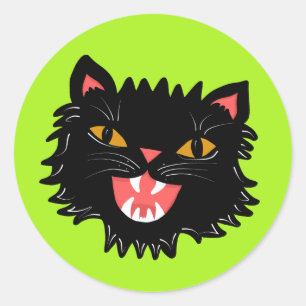 Smiling Cat Vintage Halloween Style Cool Classic Round Sticker
