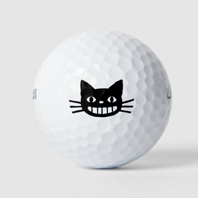 Smiling Cat with Long Whiskers Golf Balls (Front)
