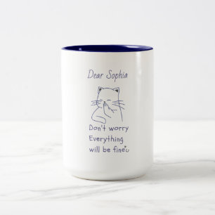 Smiling Cat with Message Two-Tone Coffee Mug