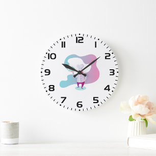Smiling Chef with Moustache and Serving Tray  Large Clock