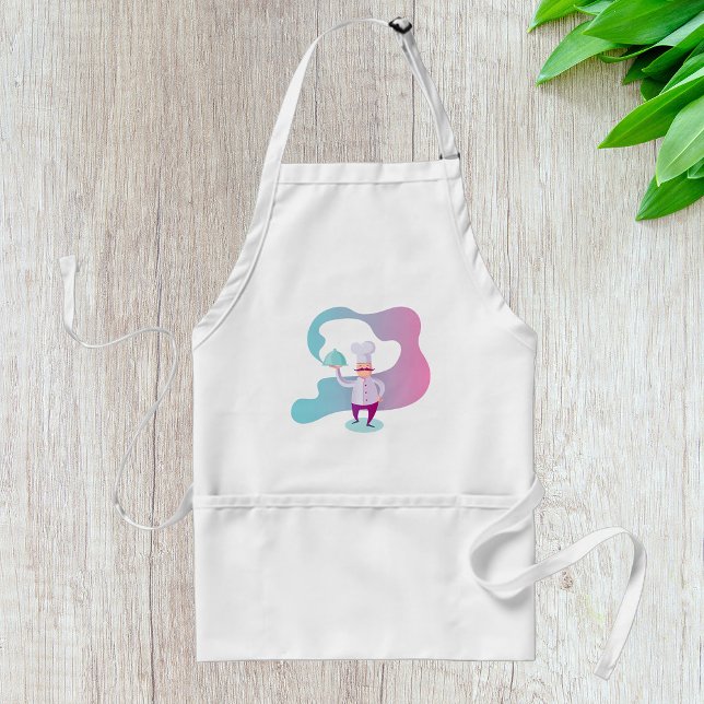 Smiling Chef with Moustache and Serving Tray  Standard Apron (Creator Uploaded)