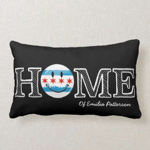 Smiling Chicago Flag Housewarmer Lumbar Pillow