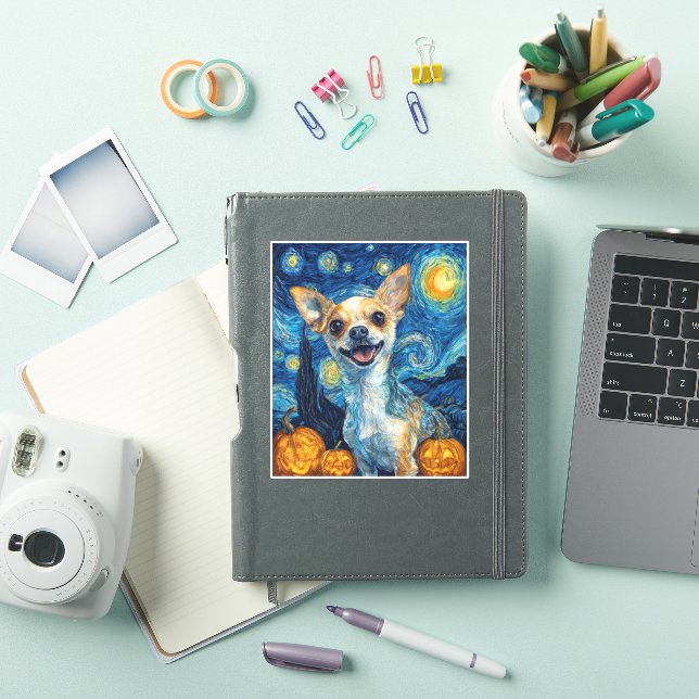 smiling chihuahua dog starry night by Van Gogh fin (iPad Cover)