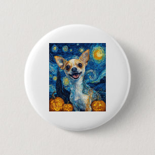 smiling chihuahua dog starry night by Van Gogh fin 2 Inch Round Button