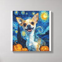 smiling chihuahua dog starry night by Van Gogh fin