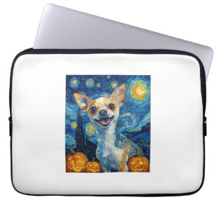 smiling chihuahua dog starry night by Van Gogh fin Laptop Sleeve