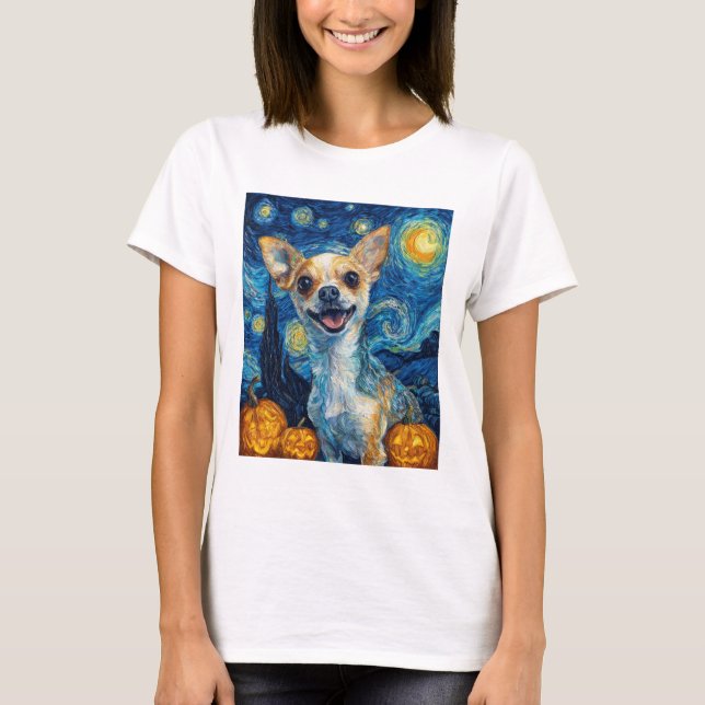 smiling chihuahua dog starry night by Van Gogh fin T-Shirt (Front)