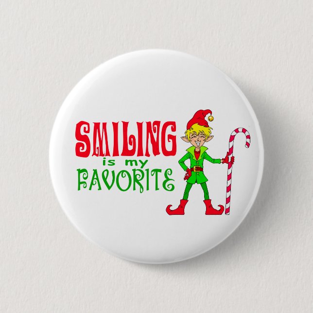 Smiling Christmas Elf 2 Inch Round Button (Front)