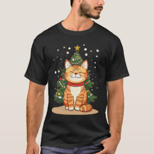 Smiling Christmas Morning Cat For Festive Season T-Shirt