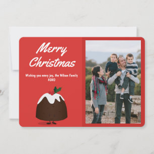 Smiling Christmas Pudding Photo Christmas Holiday Card
