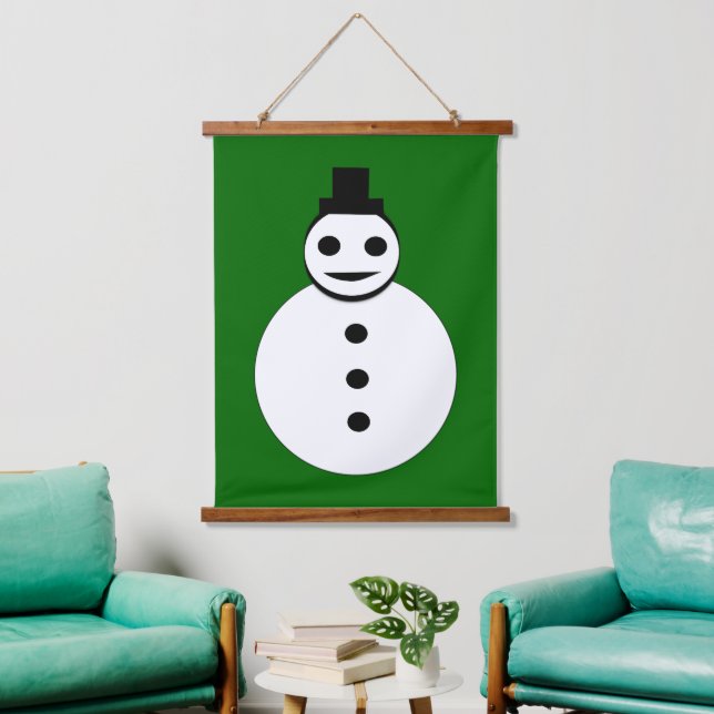 Smiling Christmas Snowman Hanging Tapestry (Living Room)