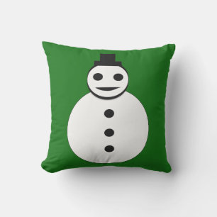 Smiling Christmas Snowman Outdoor Pillow