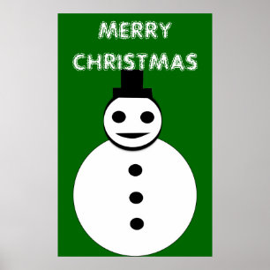Smiling Christmas Snowman Poster