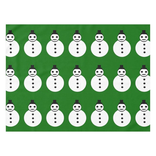 Smiling Christmas Snowman Tablecloth (Front (Horizontal))