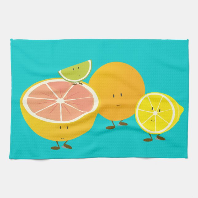 Smiling citrus group kitchen towel (Horizontal)