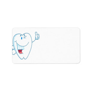 Smiling Clean Tooth Cartoon Character Thumbs Up.ai Label