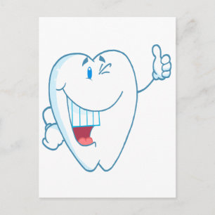 Smiling Clean Tooth Cartoon Character Thumbs Up.ai Postcard