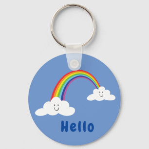 Smiling clouds and rainbow key ring
