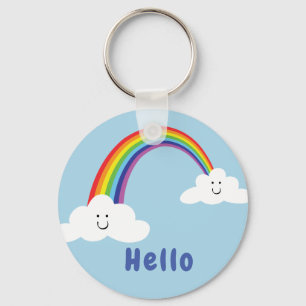 Smiling clouds and rainbow keychain
