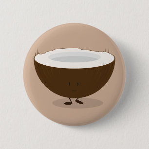 Smiling coconut 2 inch round button