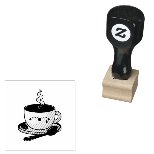 Smiling Coffee Cup Self Inking Stamp (Stamped)