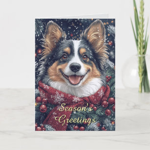 Smiling Collie Dog Christmas Card