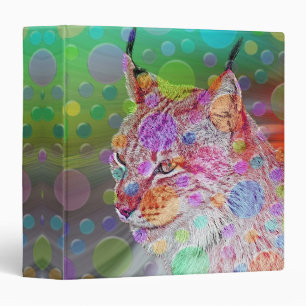 Smiling, colourful lynx - abstract binder