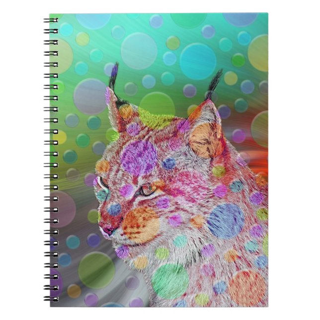 Smiling, colourful lynx - abstract notebook (Front)