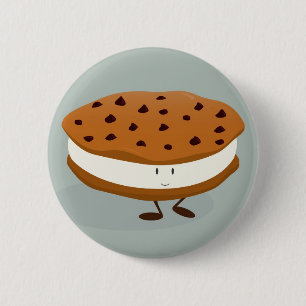 Smiling cookie and ice cream sandwich 2 inch round button