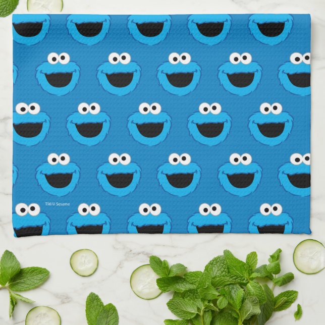 Smiling Cookie Monster Pattern Kitchen Towel (Folded)