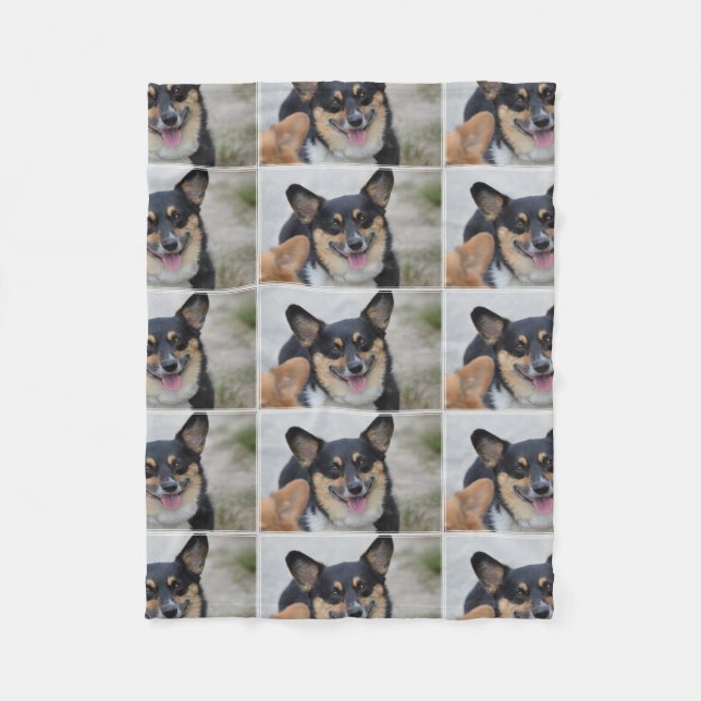 Smiling Corgi Fleece Blanket (Front)