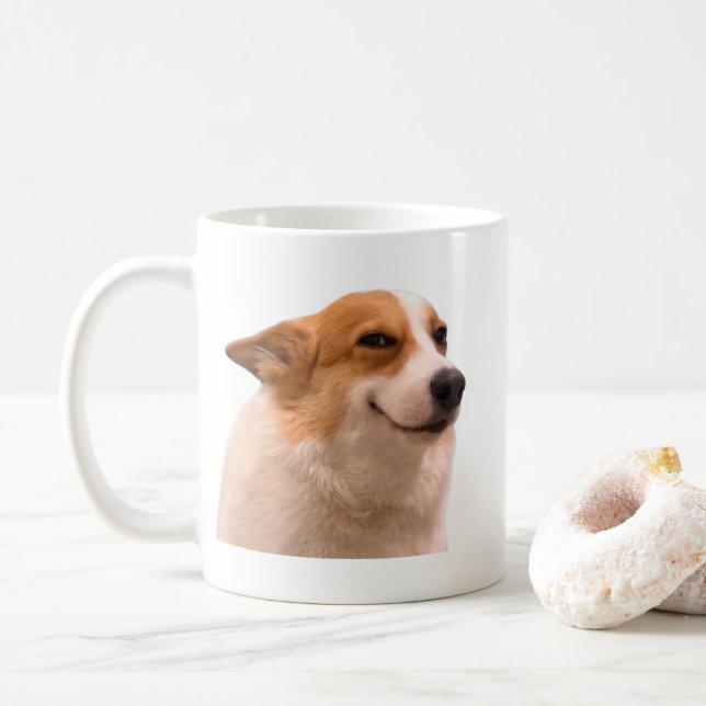 Smiling Corgi Meme Mug Double Sided (With Donut)