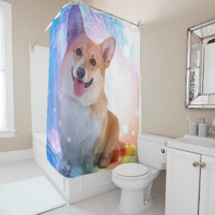 Smiling Corgi under Blue Wave