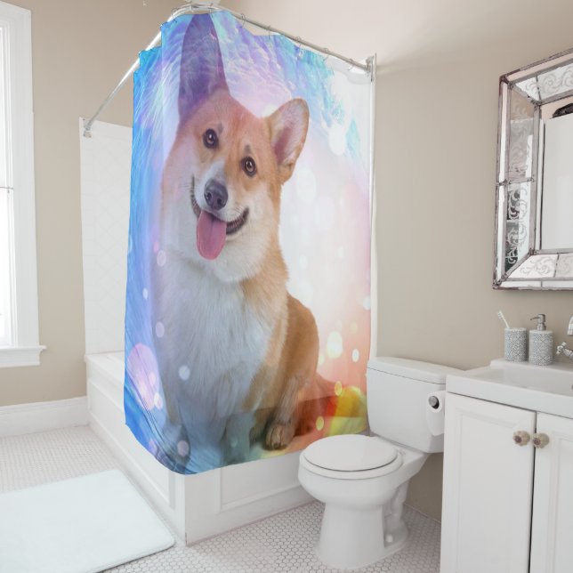 Smiling Corgi under Blue Wave (In Situ)