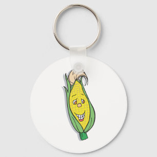 smiling corn character keychain