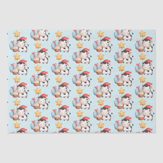Smiling Cow Cute Adorable Birthday Tissue Paper (Front)