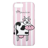 Smiling Cow Girly Animal Print Monogrammed